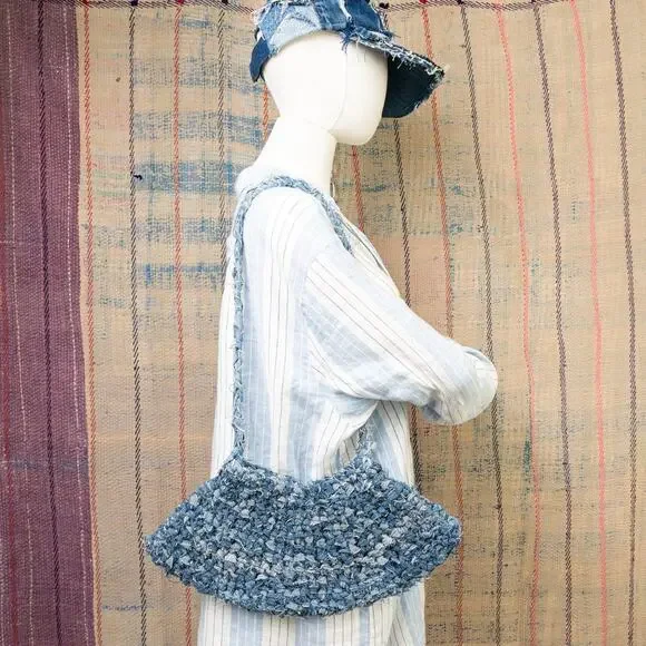 Upcycled Crochet Baguette Bag |crochet Shoulder Bag - Picture 2 of 6